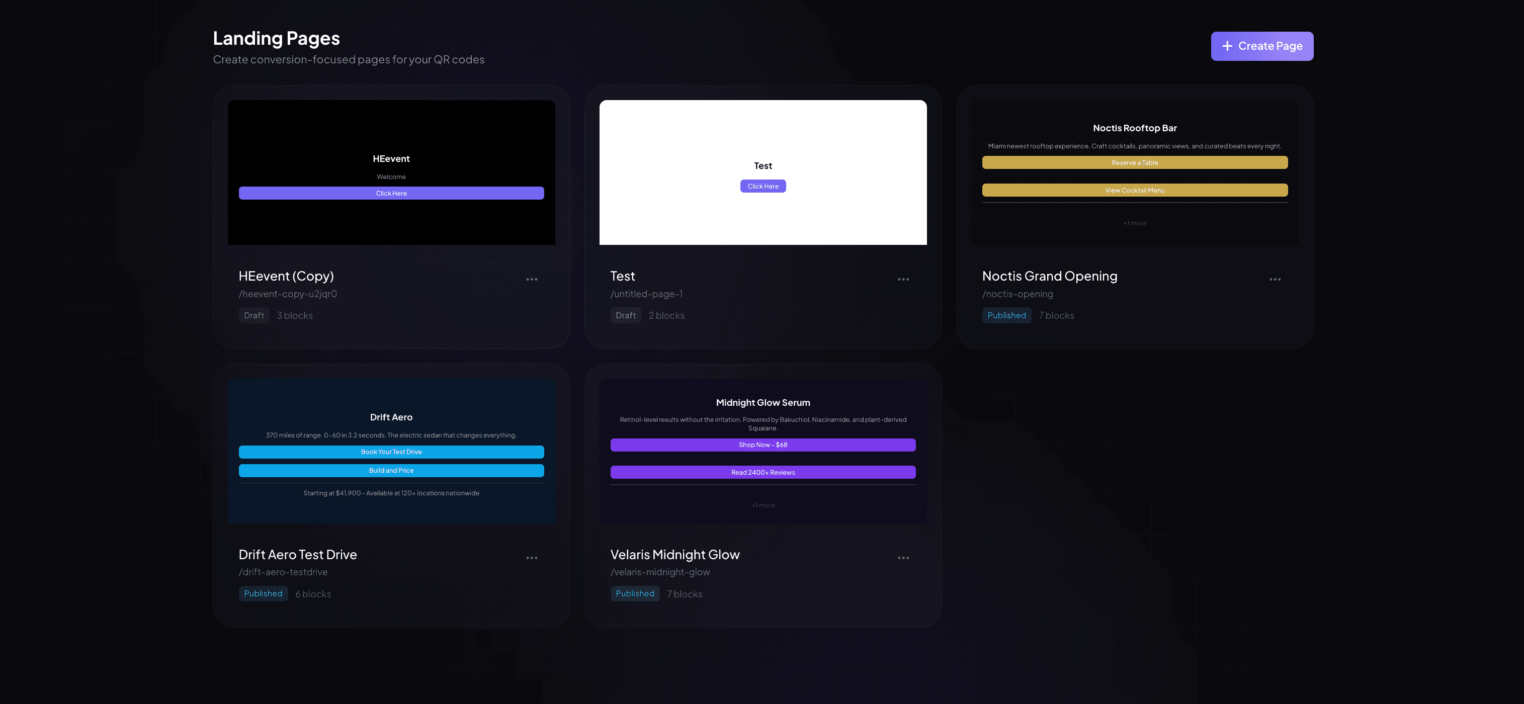 Landing page builder with drag-and-drop blocks